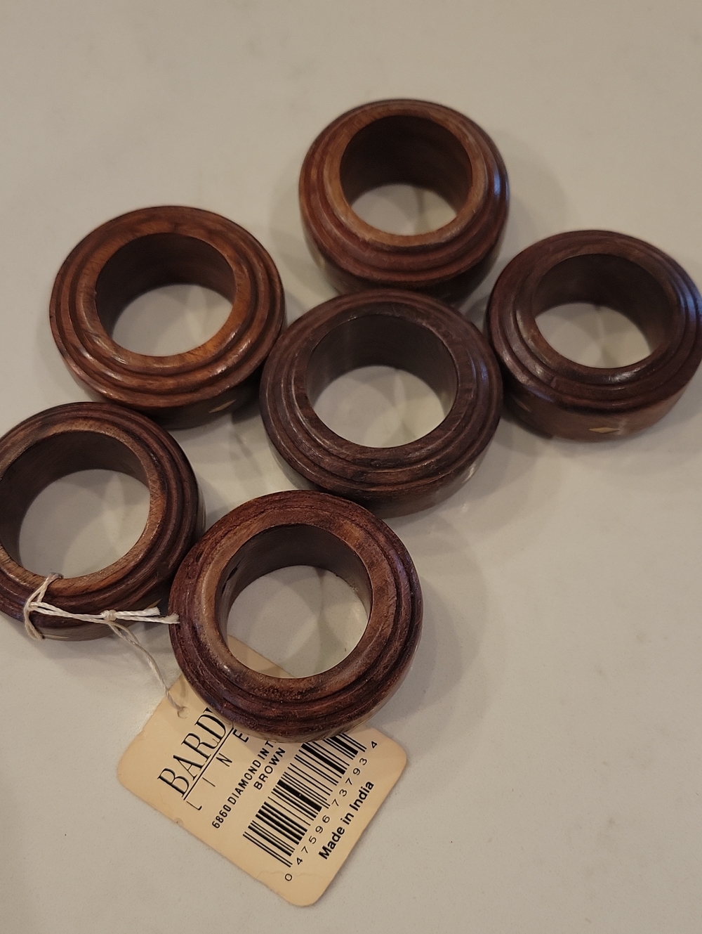 New Bardwil Linen Wood Napkin Rings